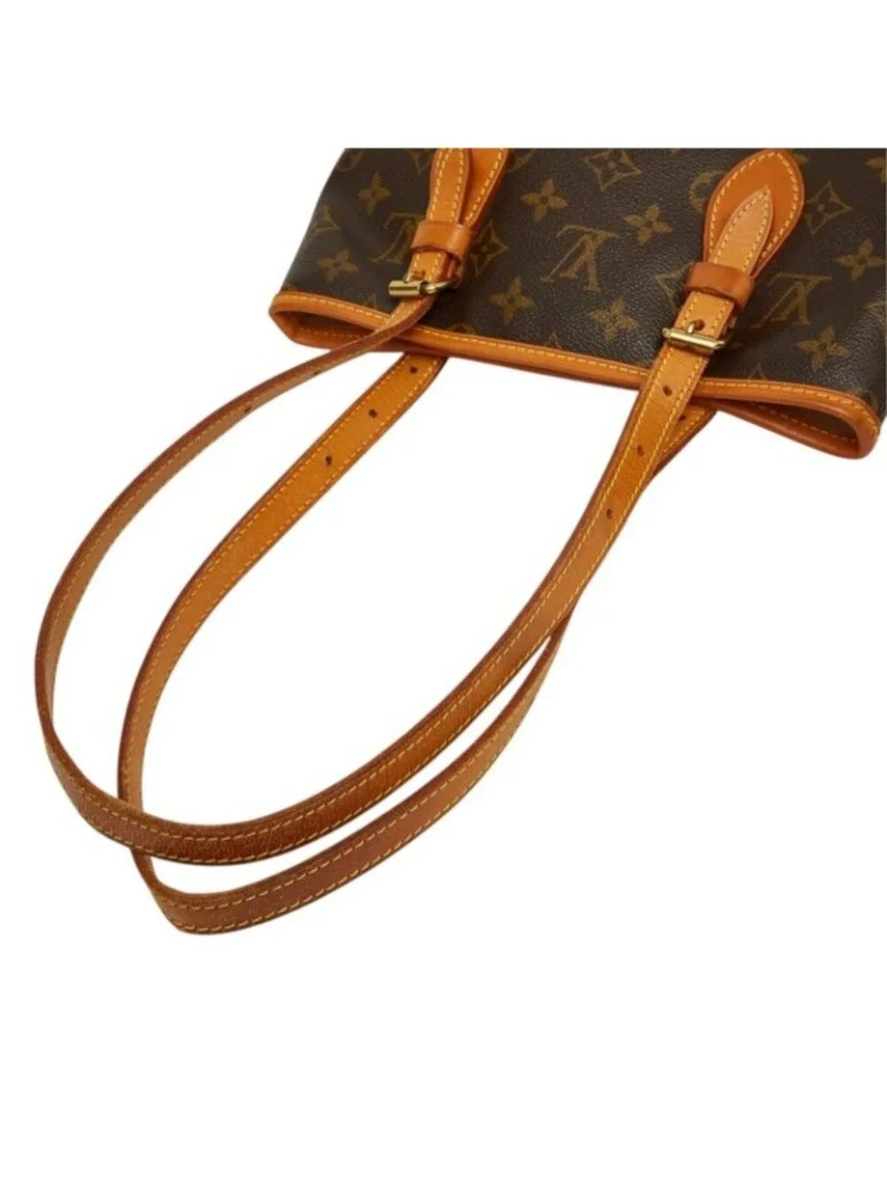 Louis Vuitton Monogram Bucket PM Shoulder Bag Brown Leather